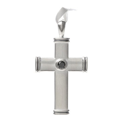 David Yurman Sterling Silver Black Diamond Streamline Cross Tag Pendant 1 of 3
