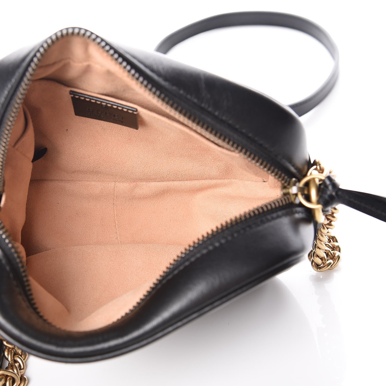 Gucci Calfskin Matelasse Mini GG Marmont Chain Shoulder Bag Black 5 of 11