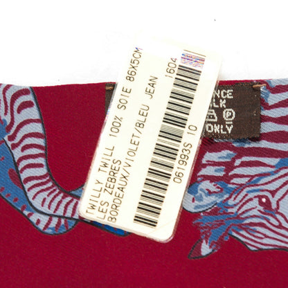 Hermes Silk Les Zebres Twilly Bordeaux Violet Blue Jean 3 of 6