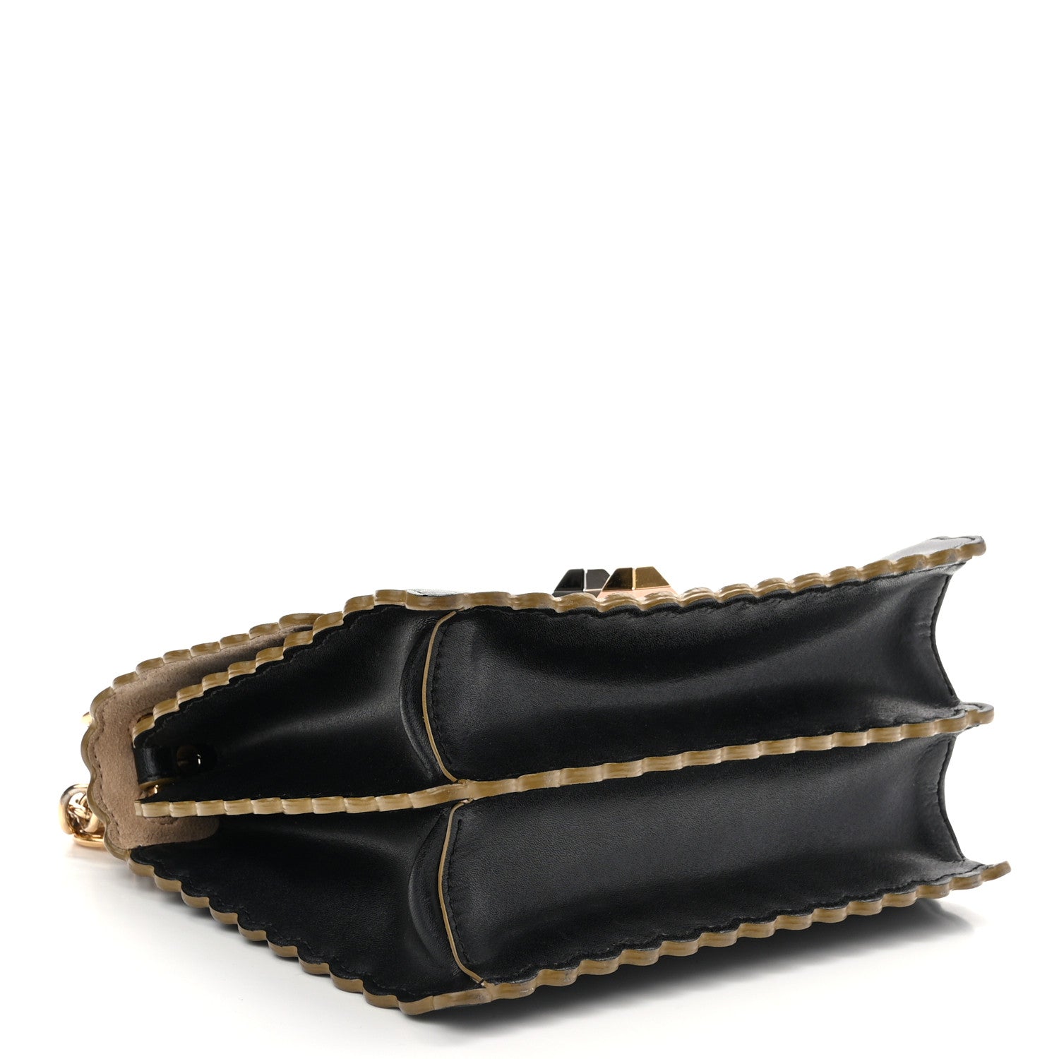 Fendi Vitello Liberty Scalloped Studded Small Kan I Shoulder Bag Black 4 of 13