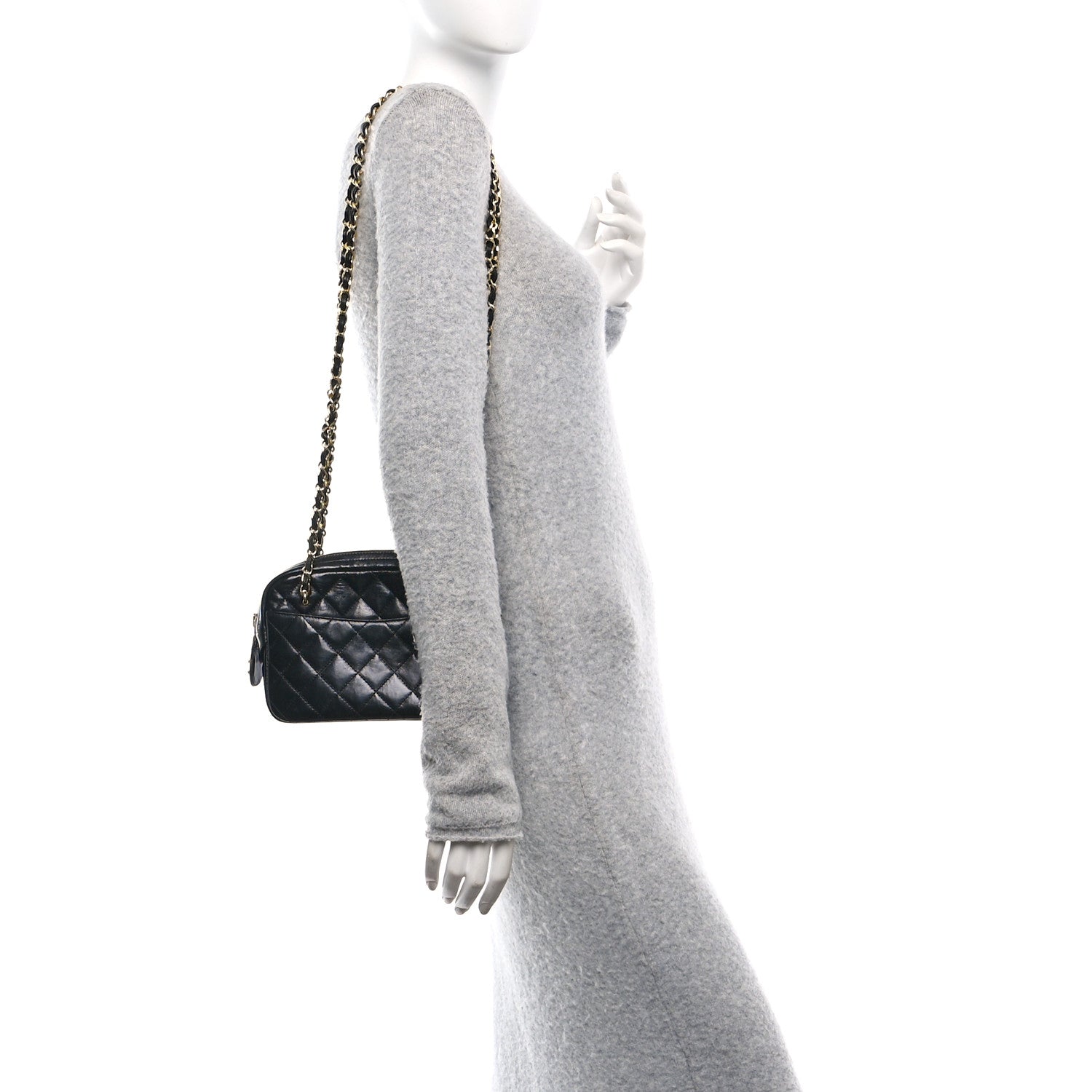 Chanel Lambskin Quilted Camera Case Black 2 of 11