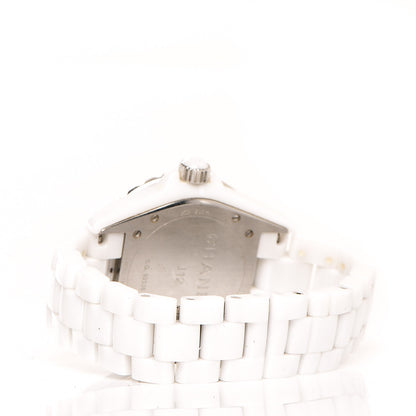 Chanel Stainless Steel Ceramic Diamond 38mm J12 Automatic Watch White 3 of 9