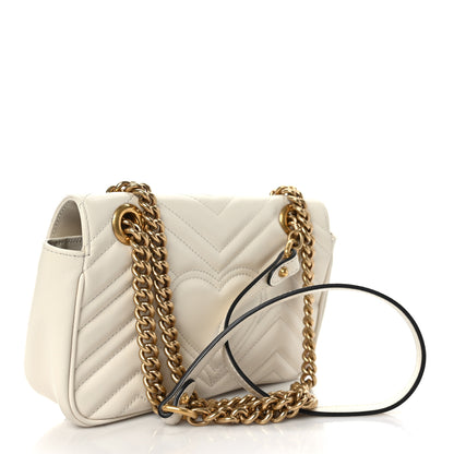 Gucci Calfskin Matelasse Mini GG Marmont Shoulder Bag White 3 of 9