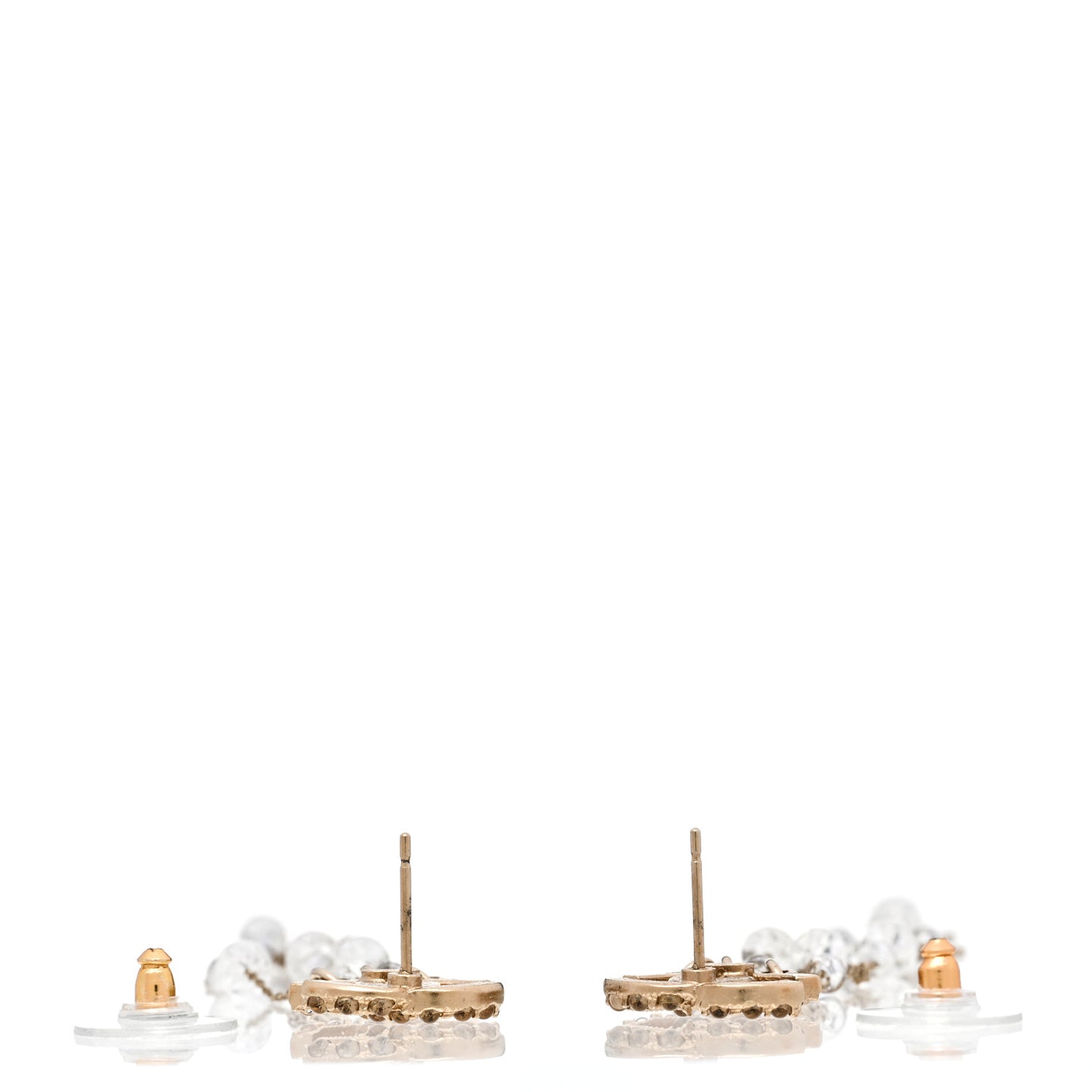 Pearl CC Long Chain Drop Earrings Gold