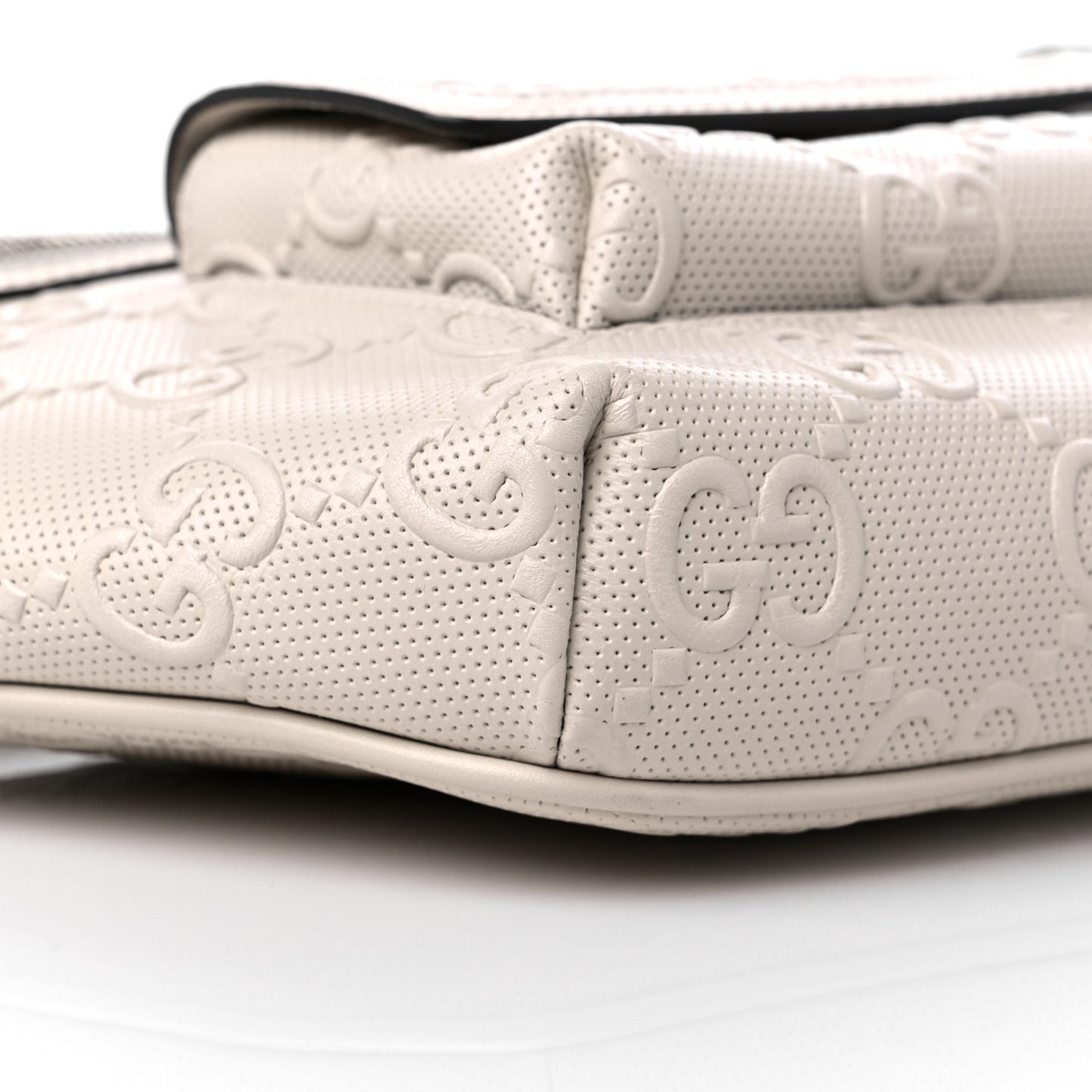Calfskin GG Tennis Embossed Pocket Belt Bag Mystic White