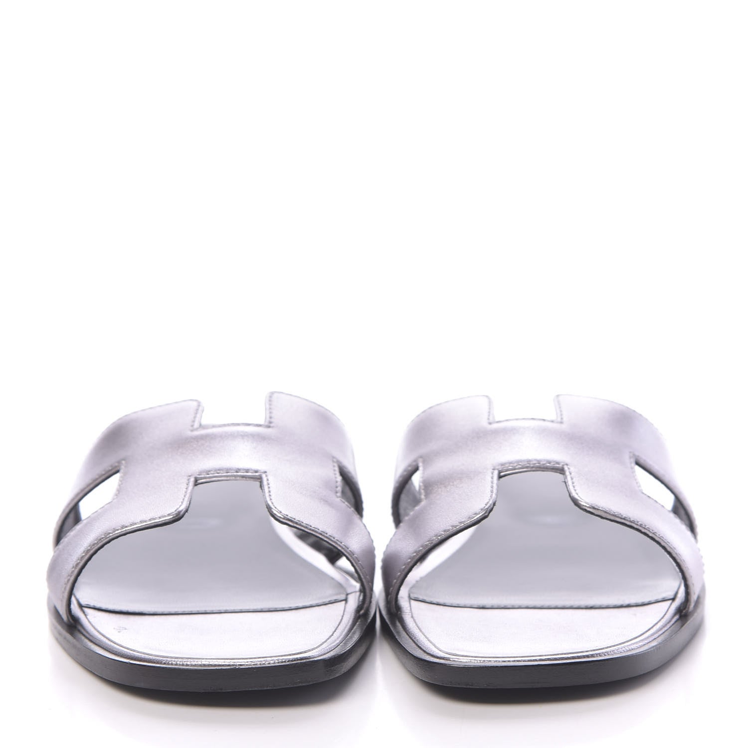 Hermes Metallic Nappa Oran Sandals 39 Argent 2 of 10