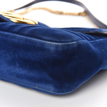 Gucci Velvet Matelasse Medium GG Marmont Shoulder Bag Cobalt Blue 6 of 14