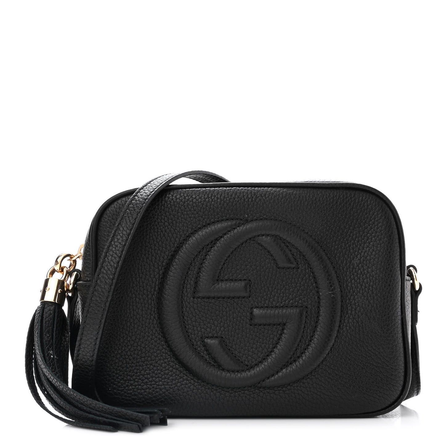 Pebbled Calfskin Small Soho Disco Bag Black