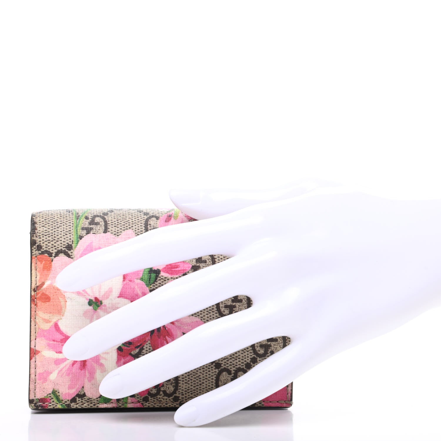Gucci GG Supreme Monogram Blooms Card Case Wallet Beige Multicolor Dry Rose 2 of 9