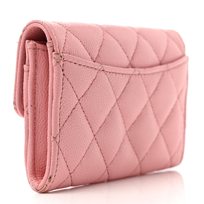 Chanel Caviar Quilted Flap Card Holder Wallet Light Pink 3 of 13