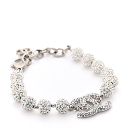 Chanel Crystal CC Ball Bracelet Silver 1 of 5