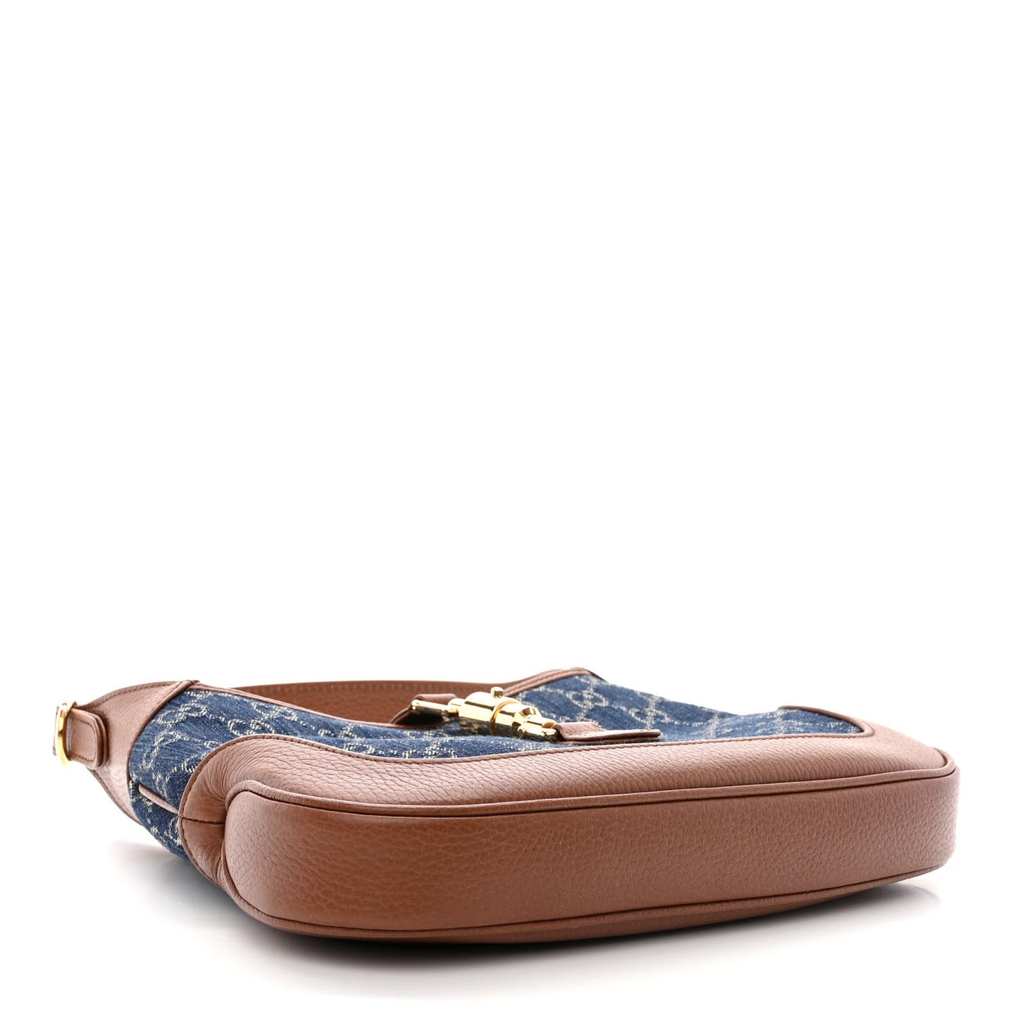New Denim GG Monogram Calfskin Small Jackie 1961 Hobo Blue Tea Cuir