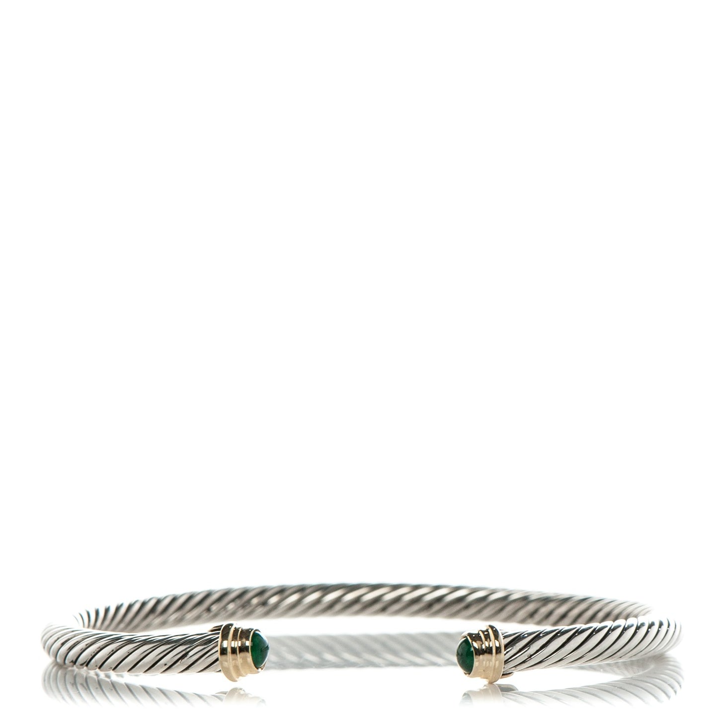 Sterling Silver 18K Yellow Gold Emerald 4mm Cable Classics Bracelet