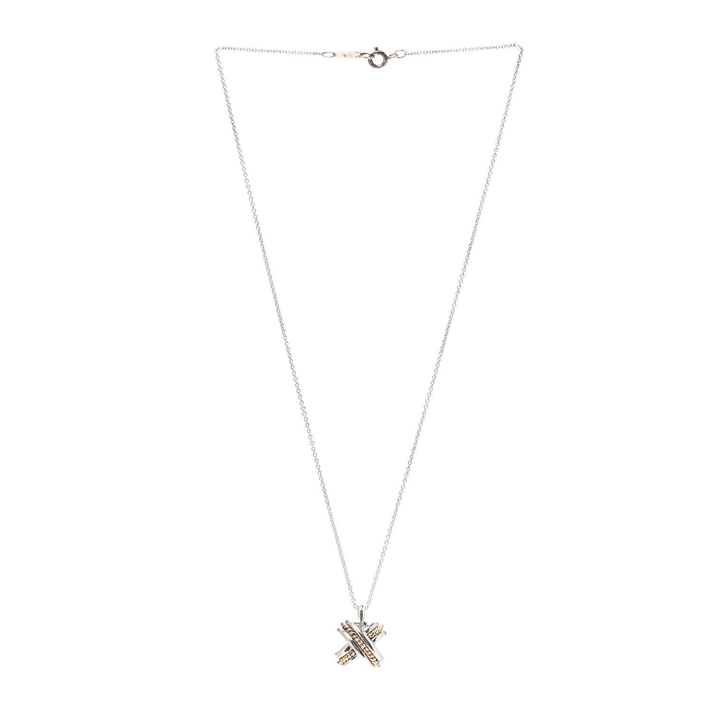 Sterling Silver 18K Yellow Gold Signature X Pendant Necklace