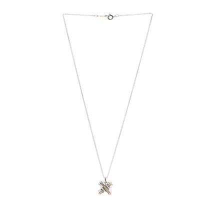 Tiffany Sterling Silver 18K Yellow Gold Signature X Pendant Necklace 3 of 6