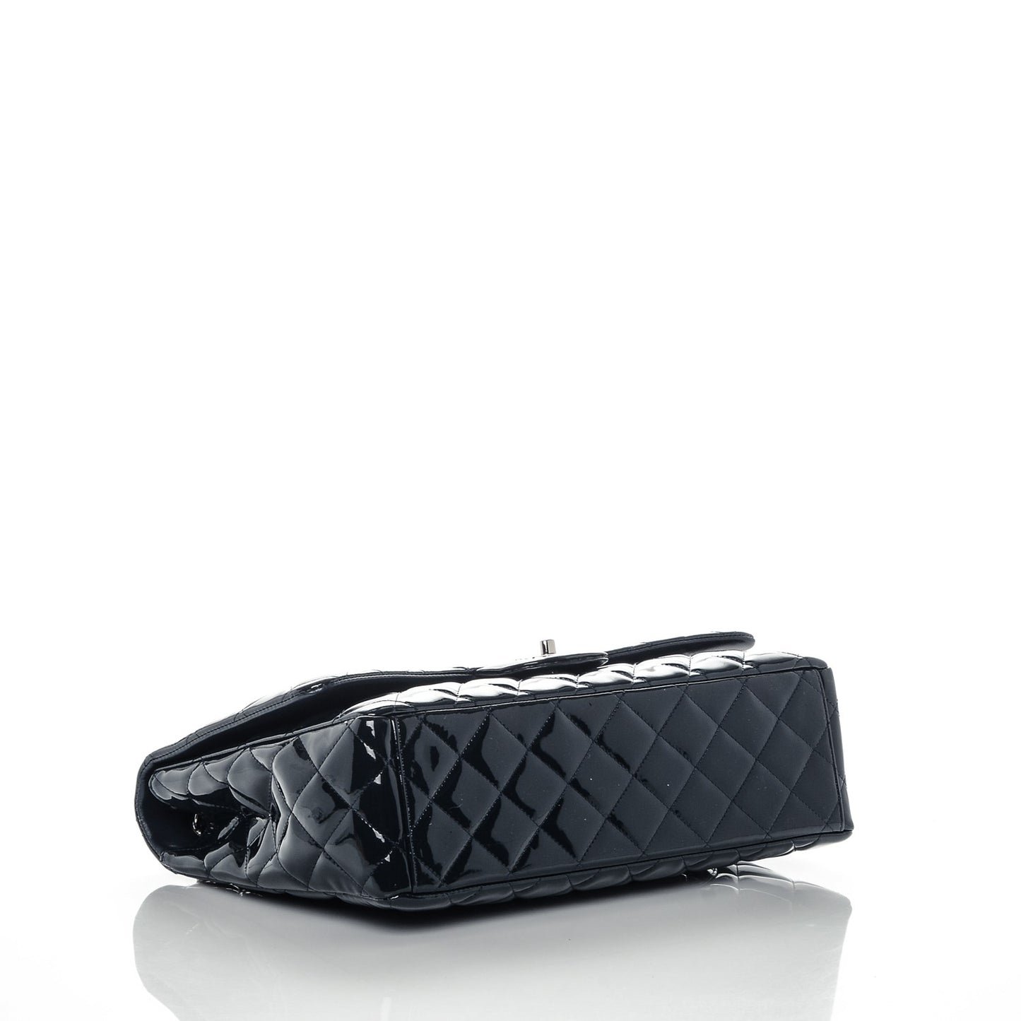 Patent Quilted Maxi Single Flap Navy Blue