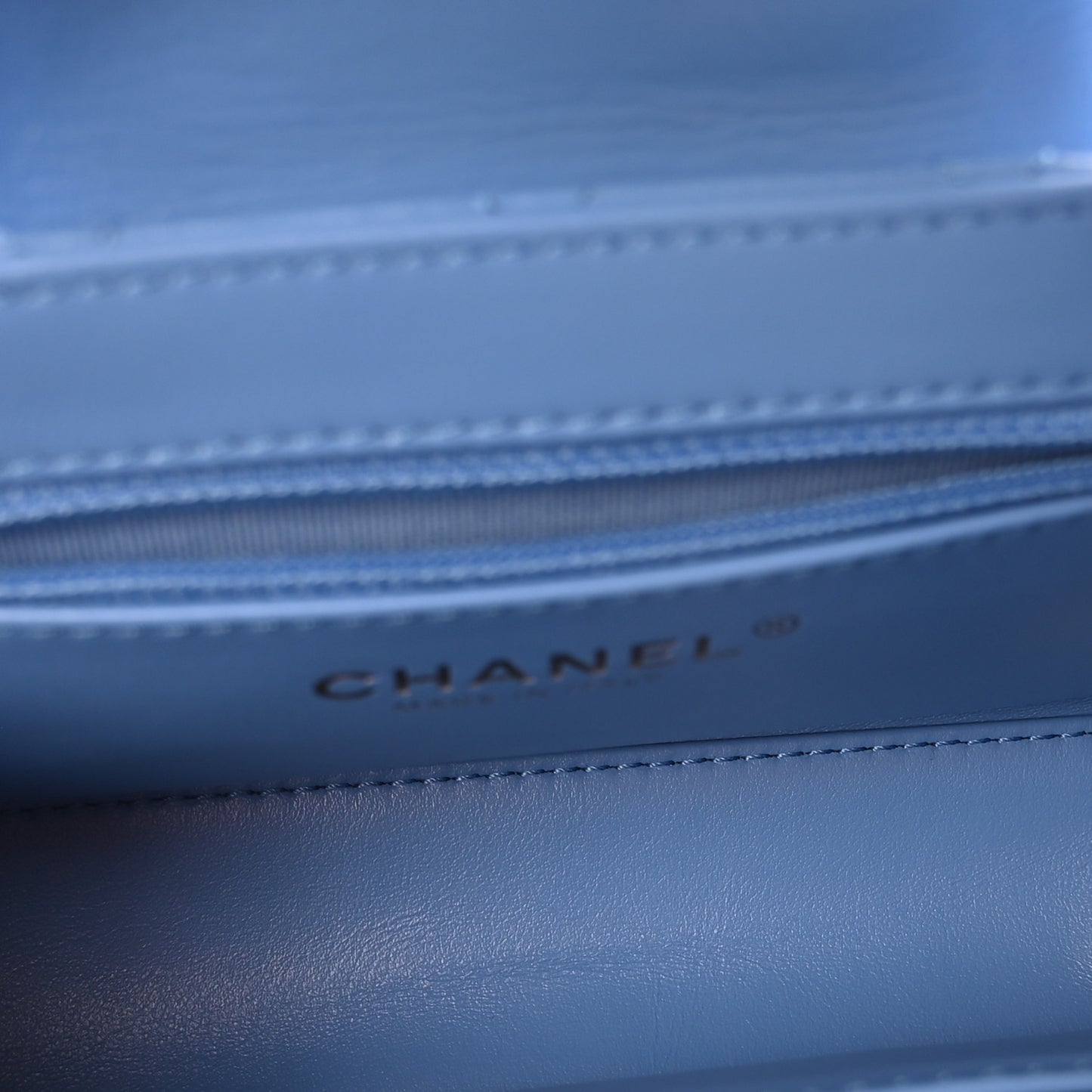 Shiny Aged Calfskin Quilted Nano Kelly Shopper Blue