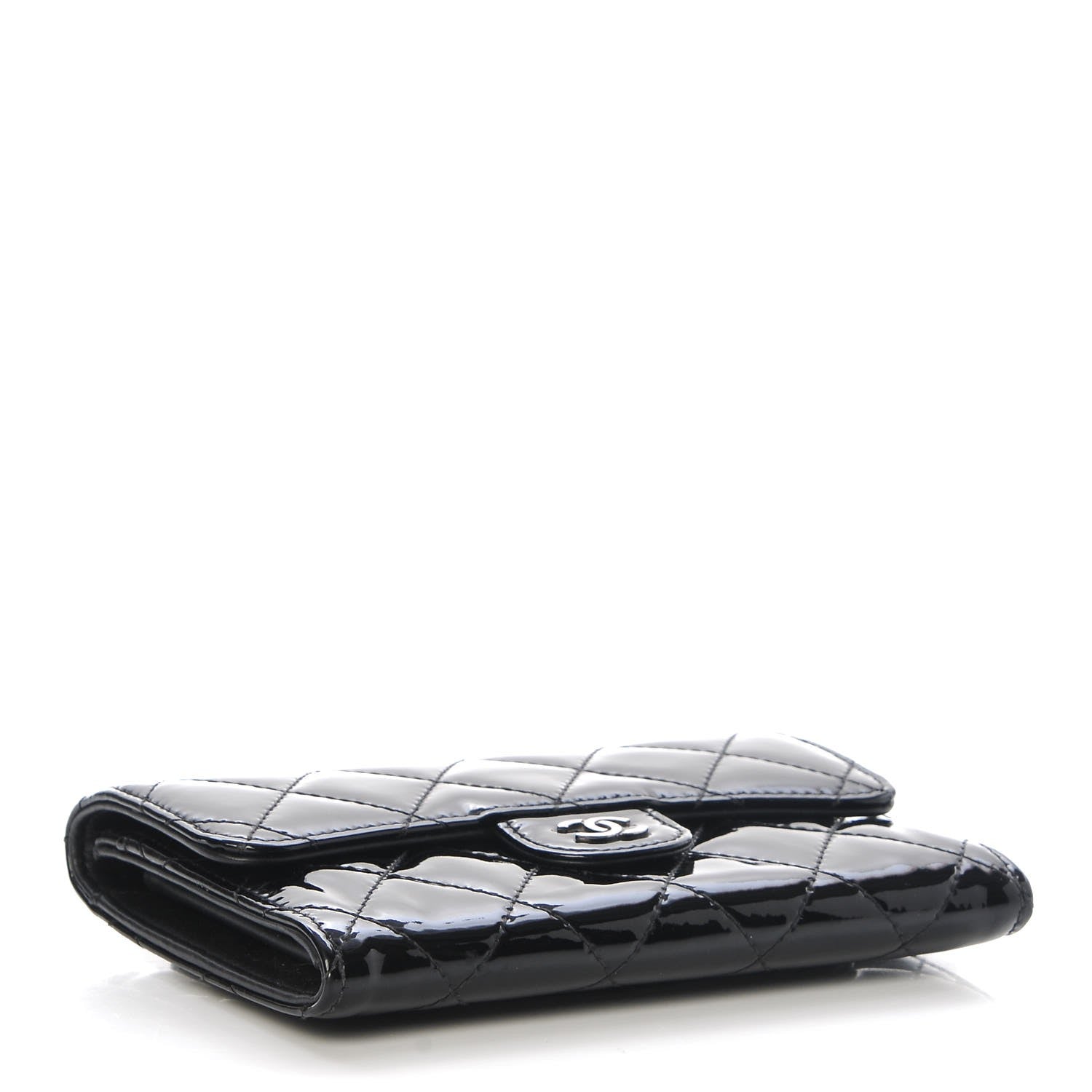 Chanel Patent Quilted Small Flap Wallet Black 4 of 11