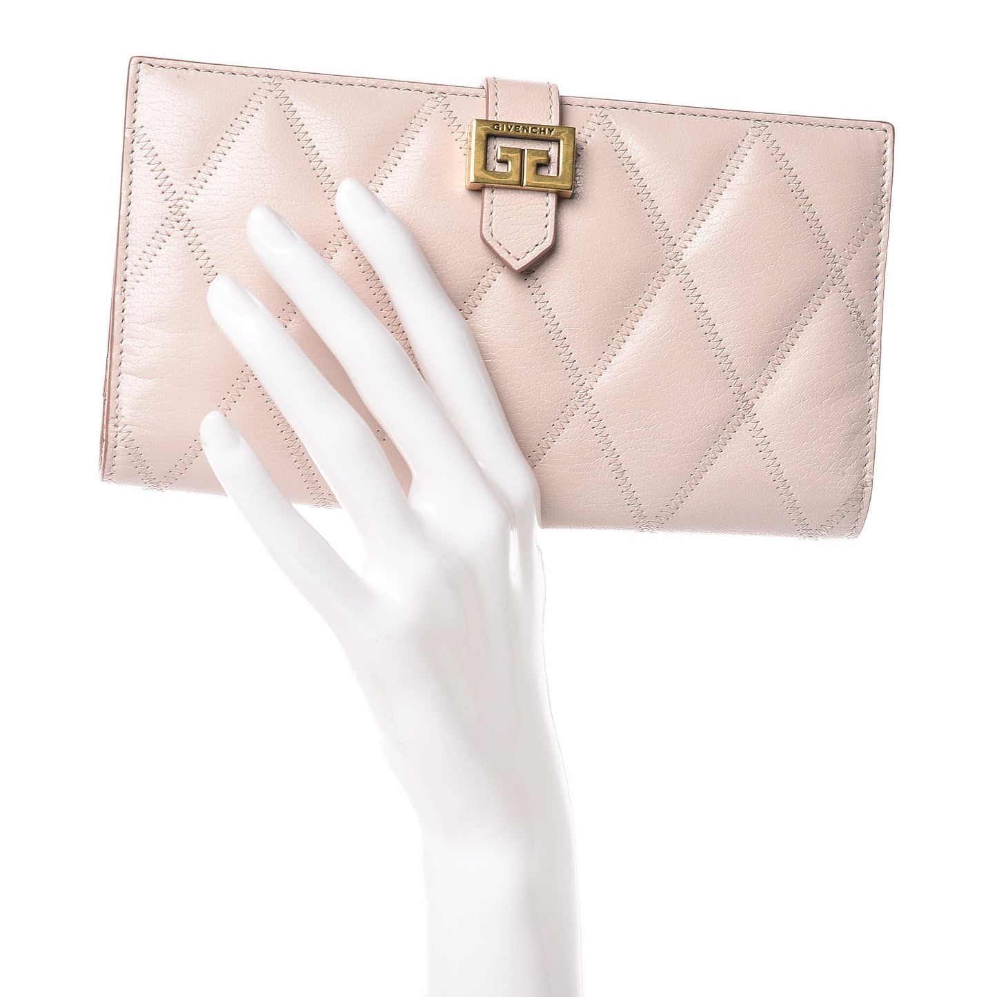 Goatskin Quilted GV3 Long Wallet Pink