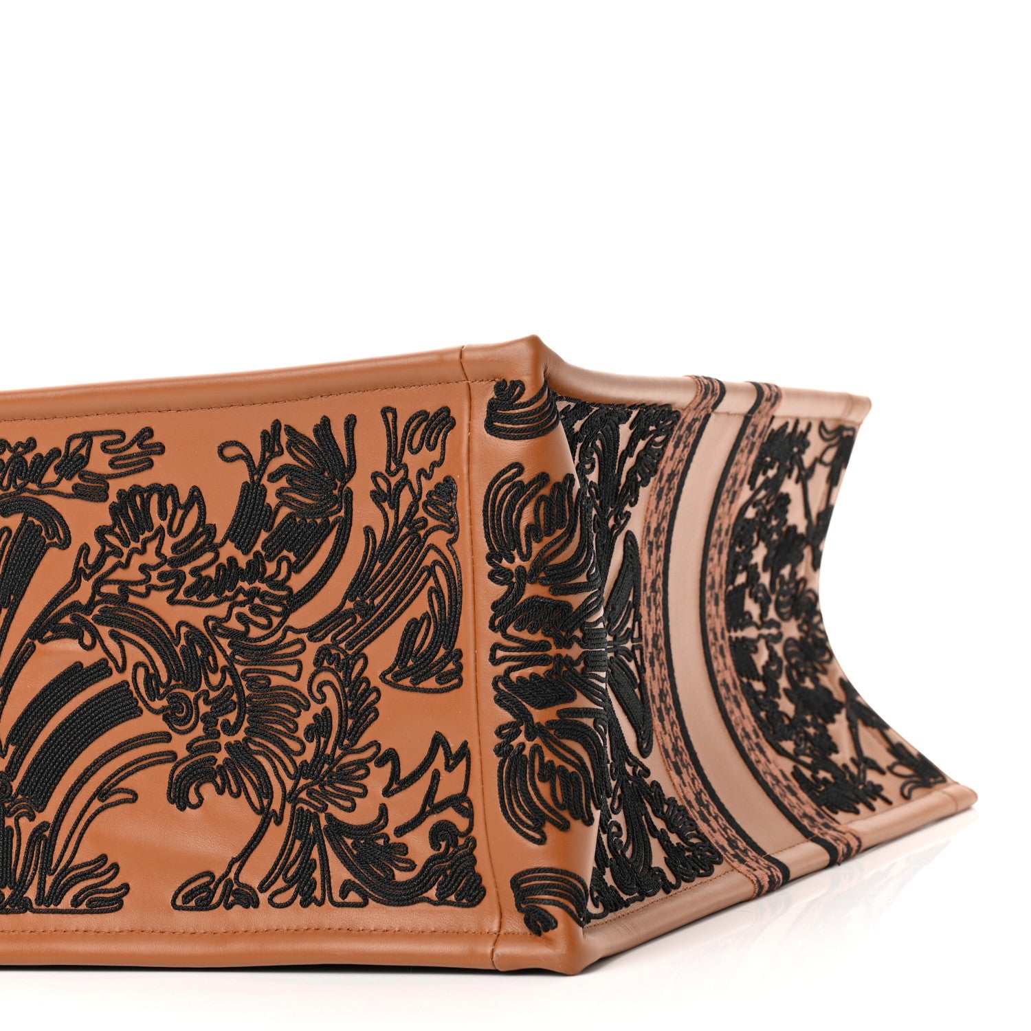 Christian Dior Calfskin Cornely-Effect Embroidery Large Book Tote Brown Black 10 of 10