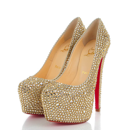 Christian Louboutin Crystal Suede Burma Daffodile Strass 160 Pumps 35.5 Gold 3 of 8