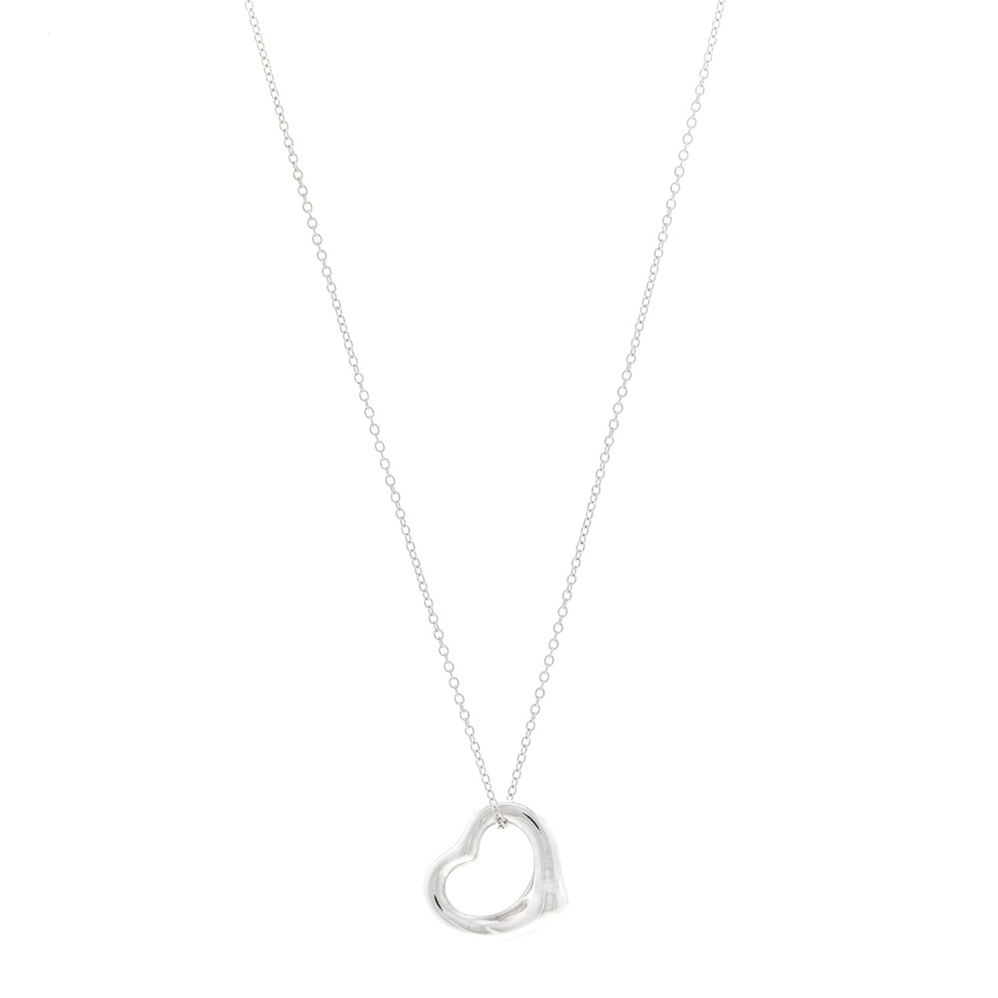 Sterling Silver 16mm Elsa Peretti Open Heart Pendant Necklace