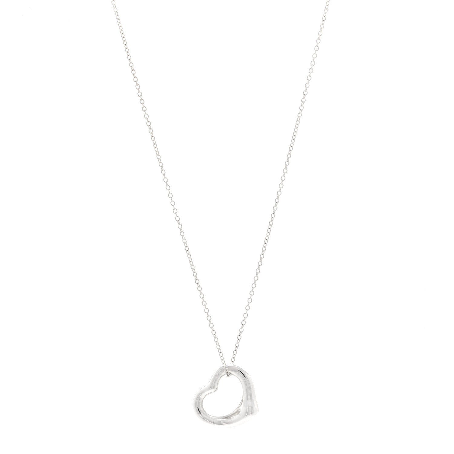 Tiffany Sterling Silver 16mm Elsa Peretti Open Heart Pendant Necklace 1 of 4