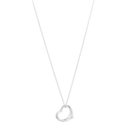 Tiffany Sterling Silver 16mm Elsa Peretti Open Heart Pendant Necklace 1 of 4