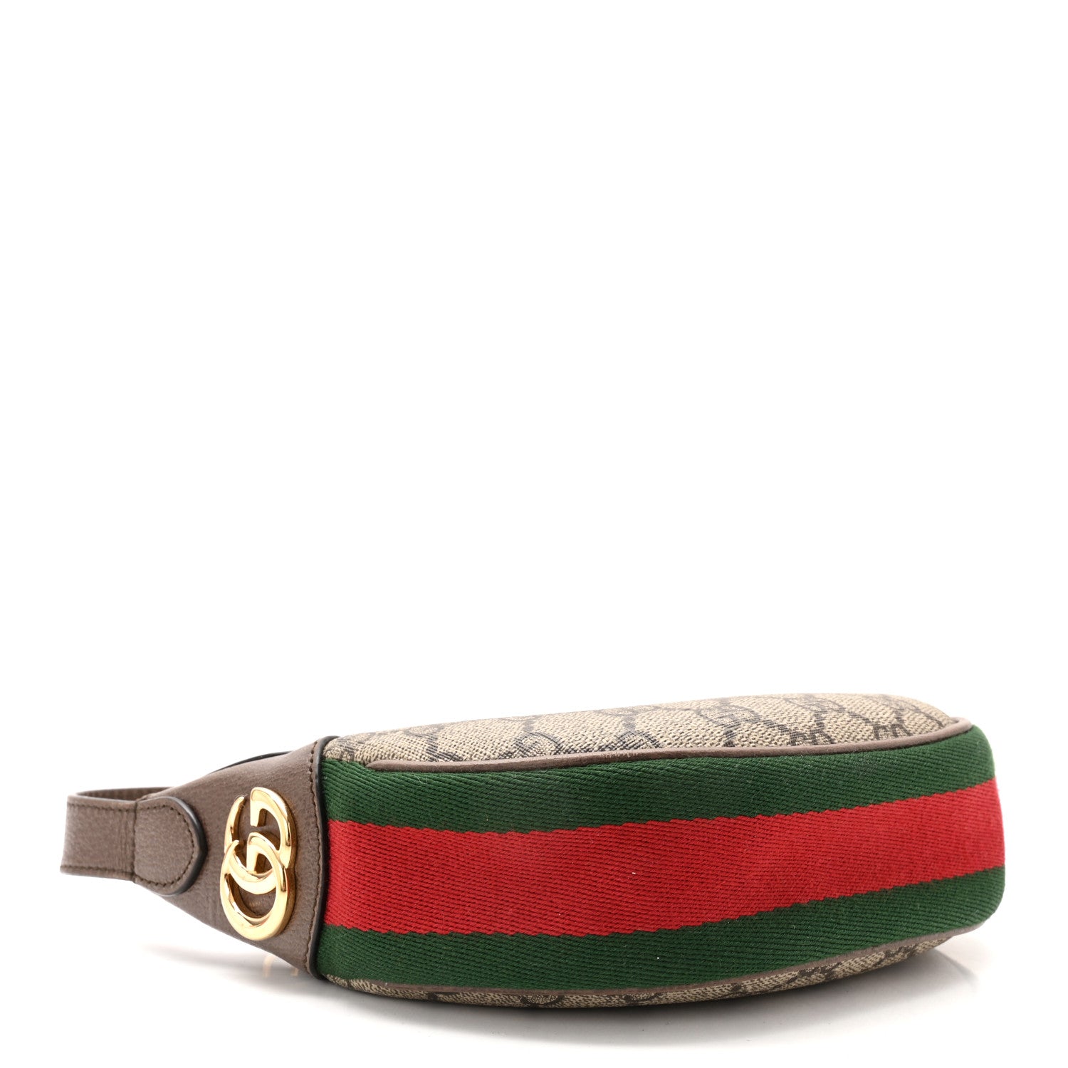 Gucci GG Supreme Monogram Textured Calfskin Web Mini Ophidia Half Moon Hobo Beige Ebony New Acero 4 of 12