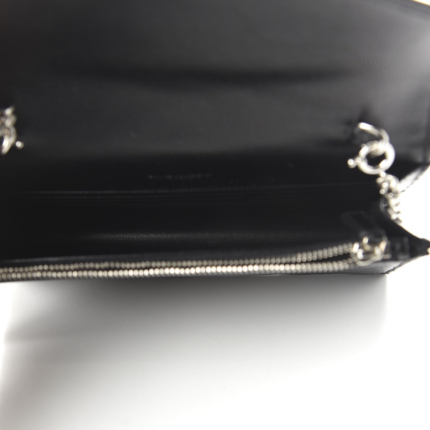 Grain De Poudre Matelasse Chevron Monogram Envelope Chain Wallet Black