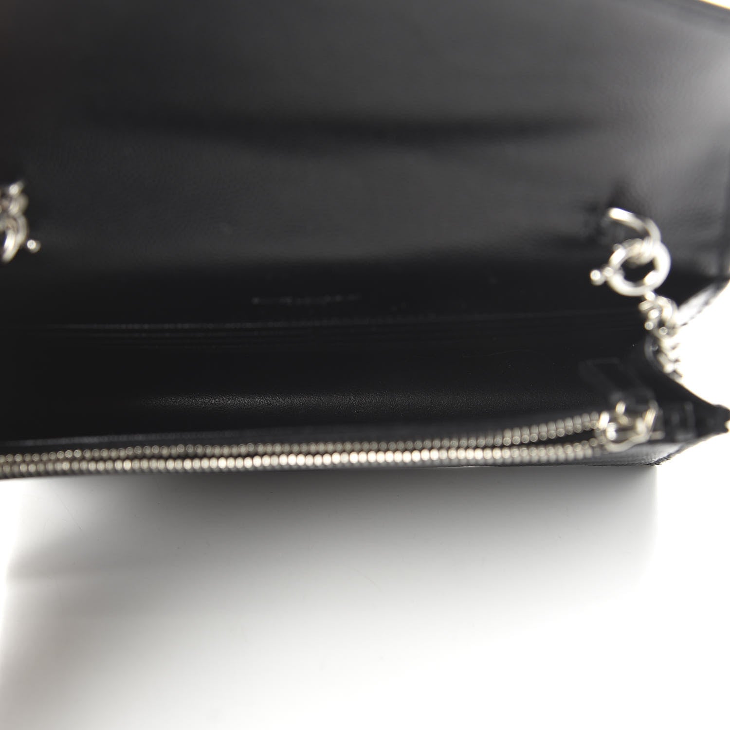 Saint Laurent Grain De Poudre Matelasse Chevron Monogram Envelope Chain Wallet Black 5 of 10