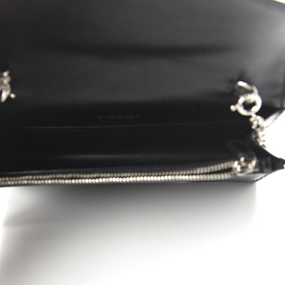 Saint Laurent Grain De Poudre Matelasse Chevron Monogram Envelope Chain Wallet Black 5 of 10