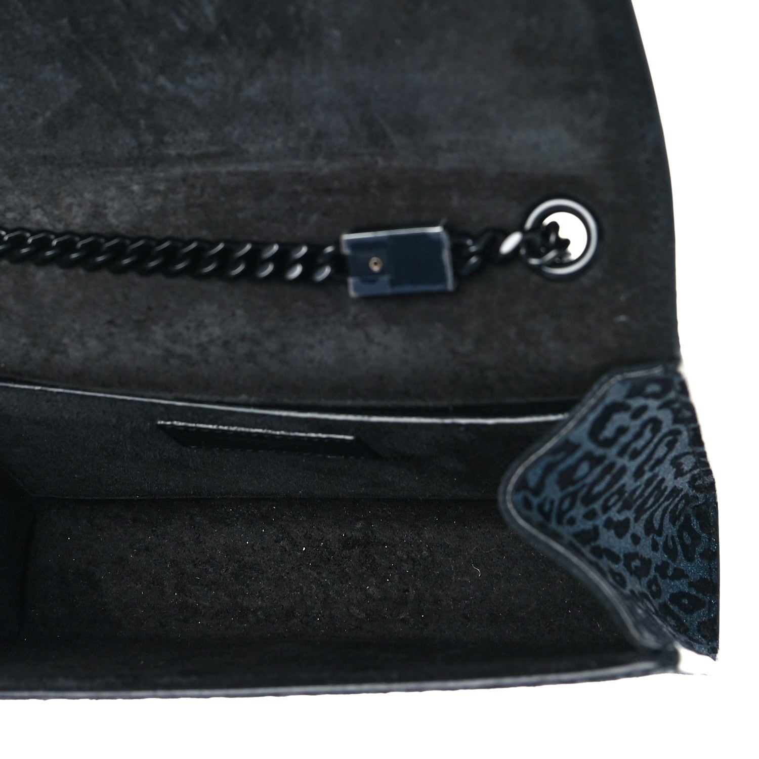 Saint Laurent Glitter Leopard Small Monogram Kate Satchel Blue 5 of 9