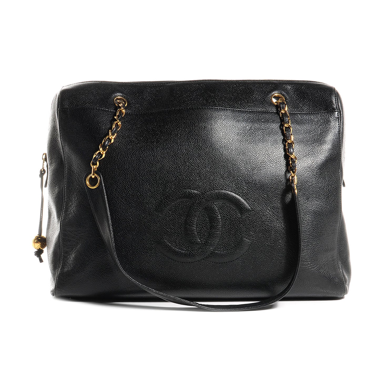 Caviar Large CC Shoulder Bag Black