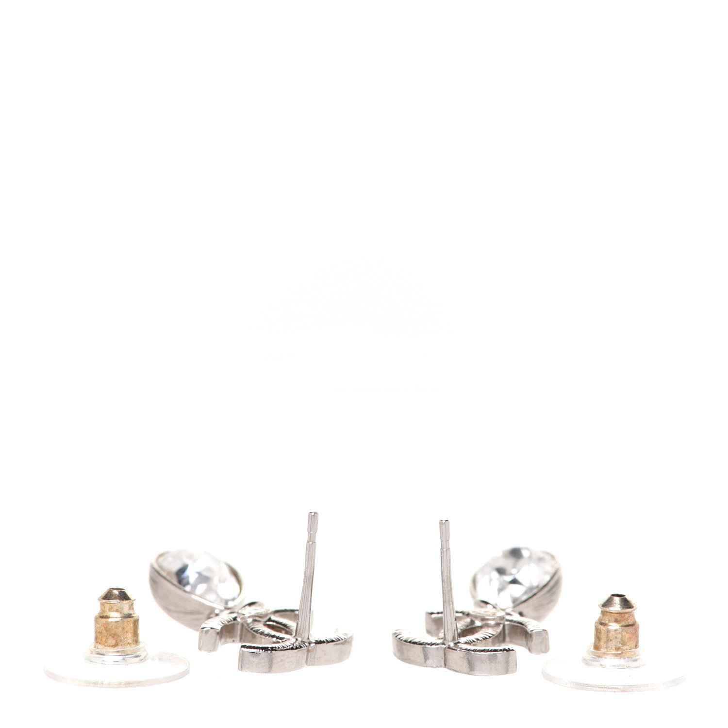Chanel Crystal CC Teardrop Earrings Silver 3 of 5