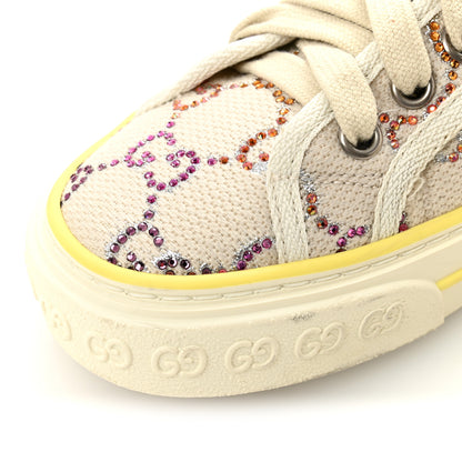 Gucci Canvas Lame Crystal GG Monogram Womens 1977 Tennis Sneakers 36 Gardenia Silver Mystic White 11 of 12