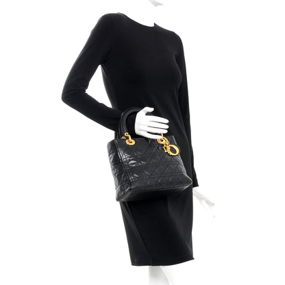 Christian Dior Lambskin Cannage Medium Lady Dior Black 2 of 20