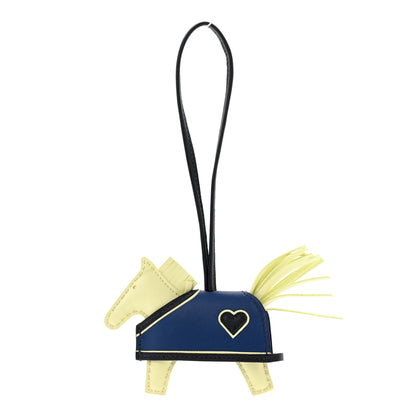 Hermes Milo Lambskin Grigri Rodeo Robeo Coeur Bag Charm PM Jaune Milton Bleu Nuit Bleu Tie 1 of 5