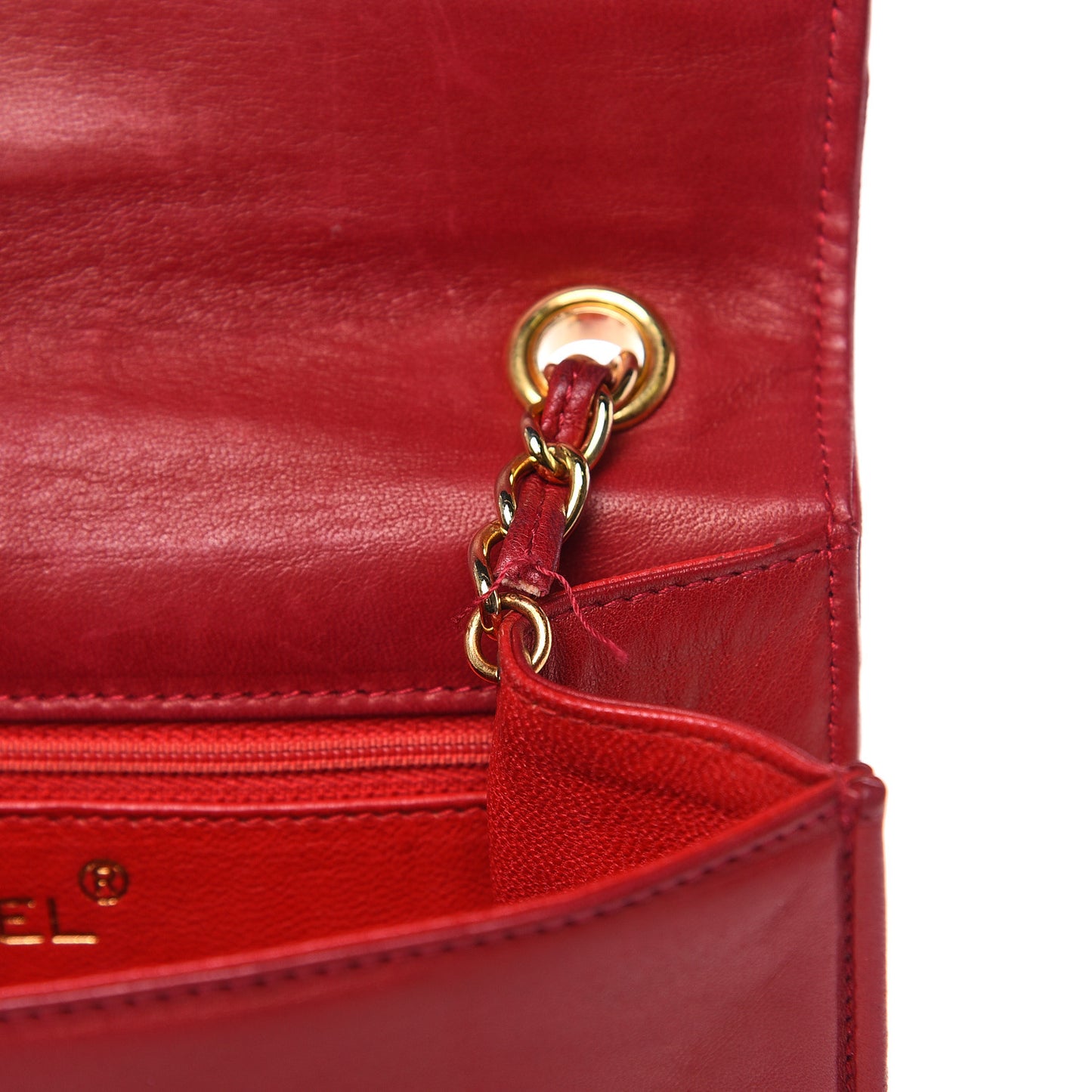 Lambskin Quilted CC Small Single Flap Red