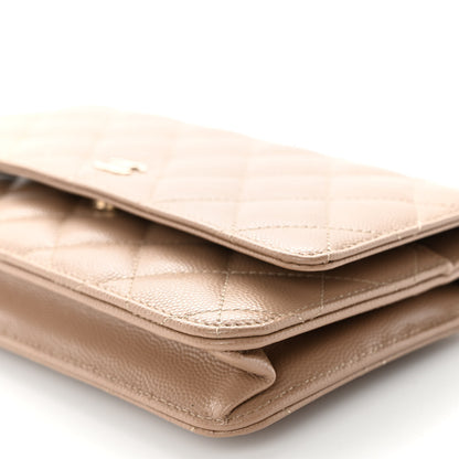 Chanel Caviar Quilted Wallet on Chain WOC Dark Beige 10 of 10