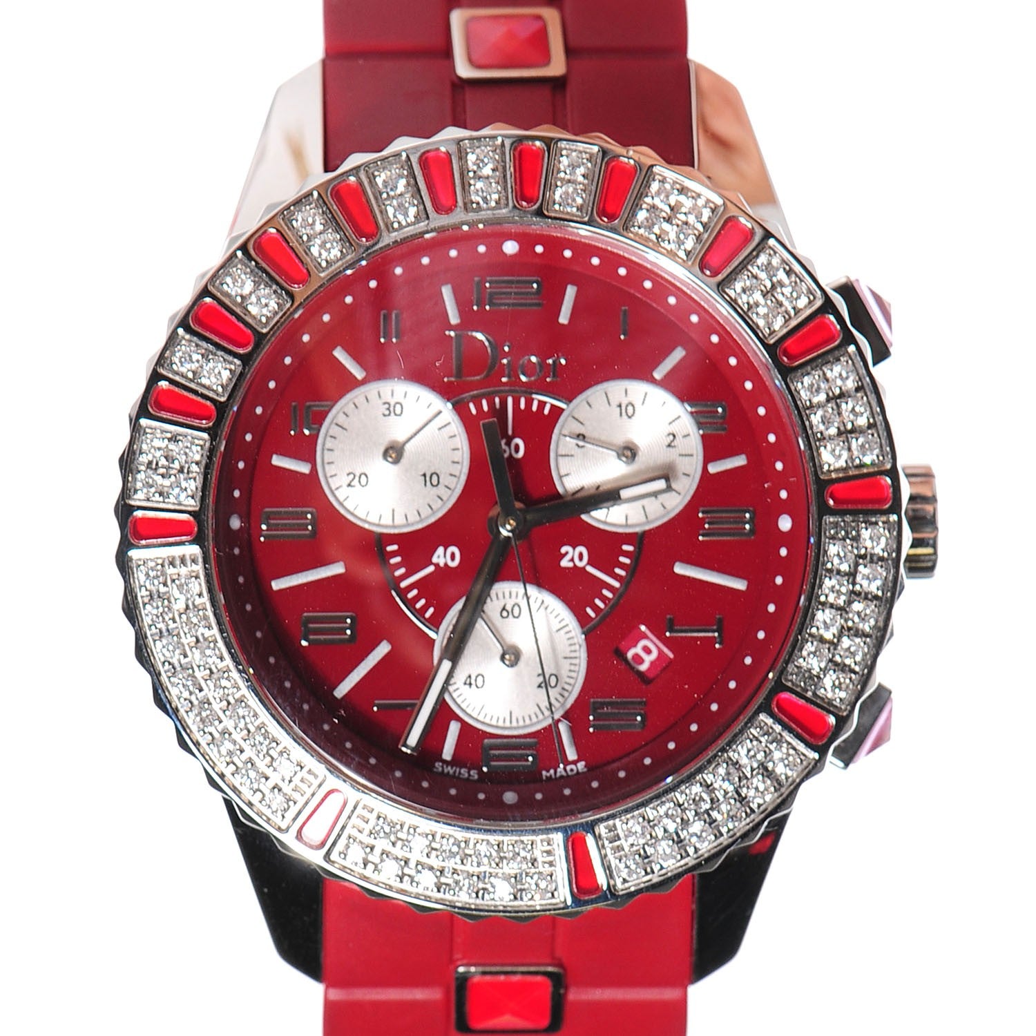 Christian Dior Stainless Steel Diamond Ruby 38mm Christal Watch 1 of 8