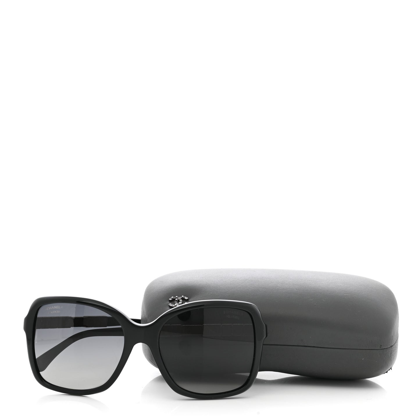 Crystal Baguette Polarized Square Sunglasses 5308-B Black