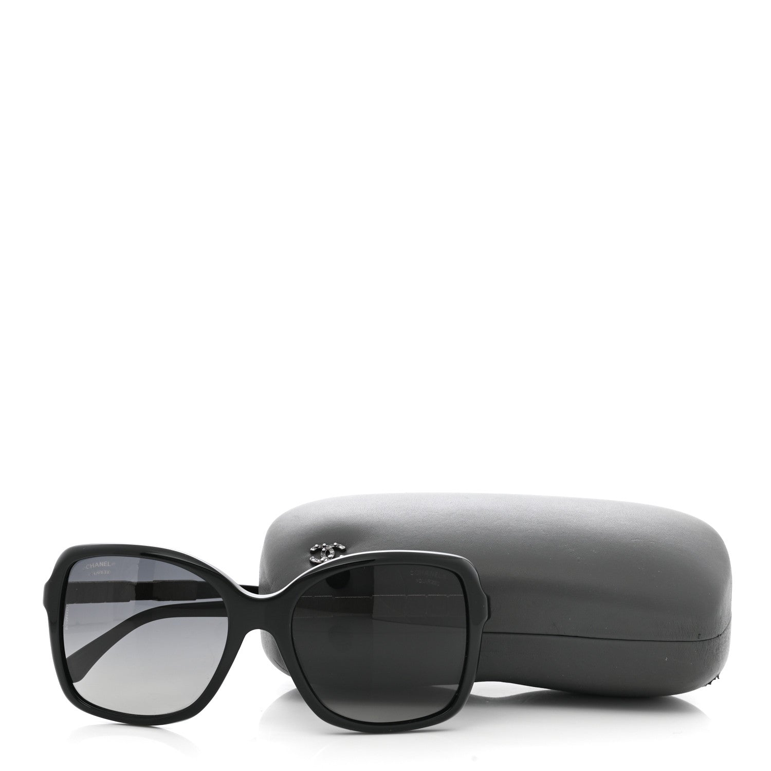 Chanel Crystal Baguette Polarized Square Sunglasses 5308-B Black 8 of 8