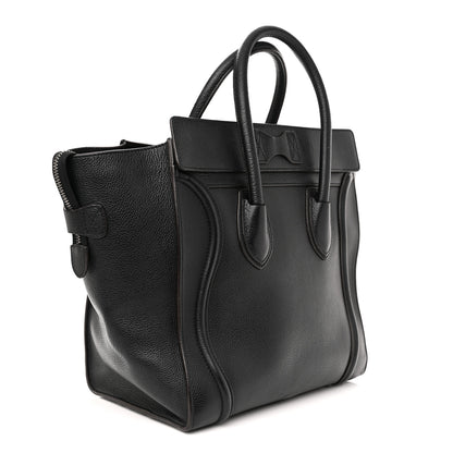 Celine Drummed Calfskin Mini Luggage Black 3 of 13