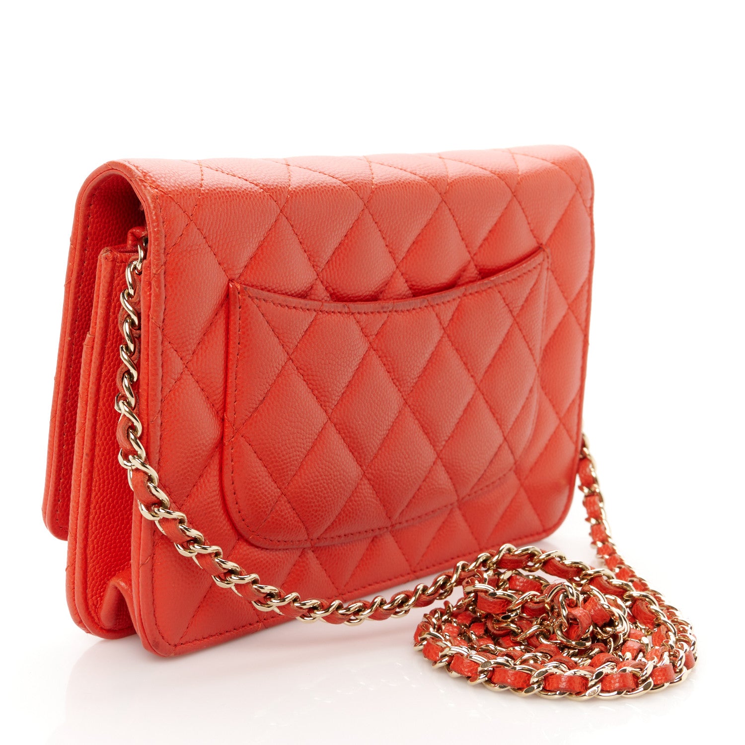 Chanel Caviar Quilted Wallet on Chain WOC Red 3 of 12