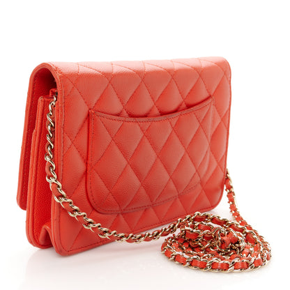Chanel Caviar Quilted Wallet on Chain WOC Red 3 of 12