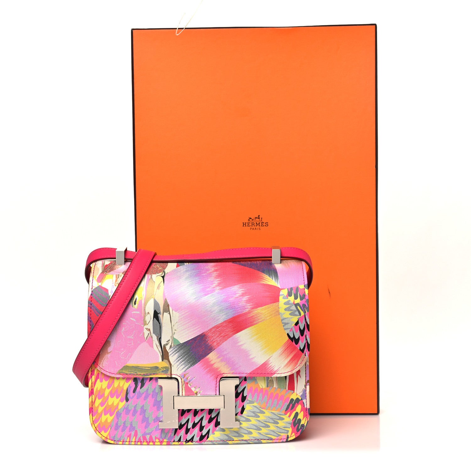 Hermes Swift Silk Marble Printed Constance 24 Rose Azalee Rose Mexico 11 of 11