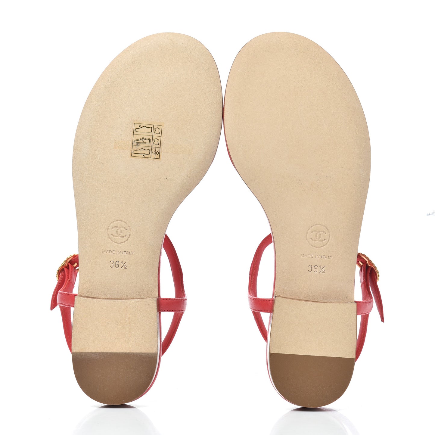 Lambskin Chain CC Logo Thong Sandals 36.5 Red
