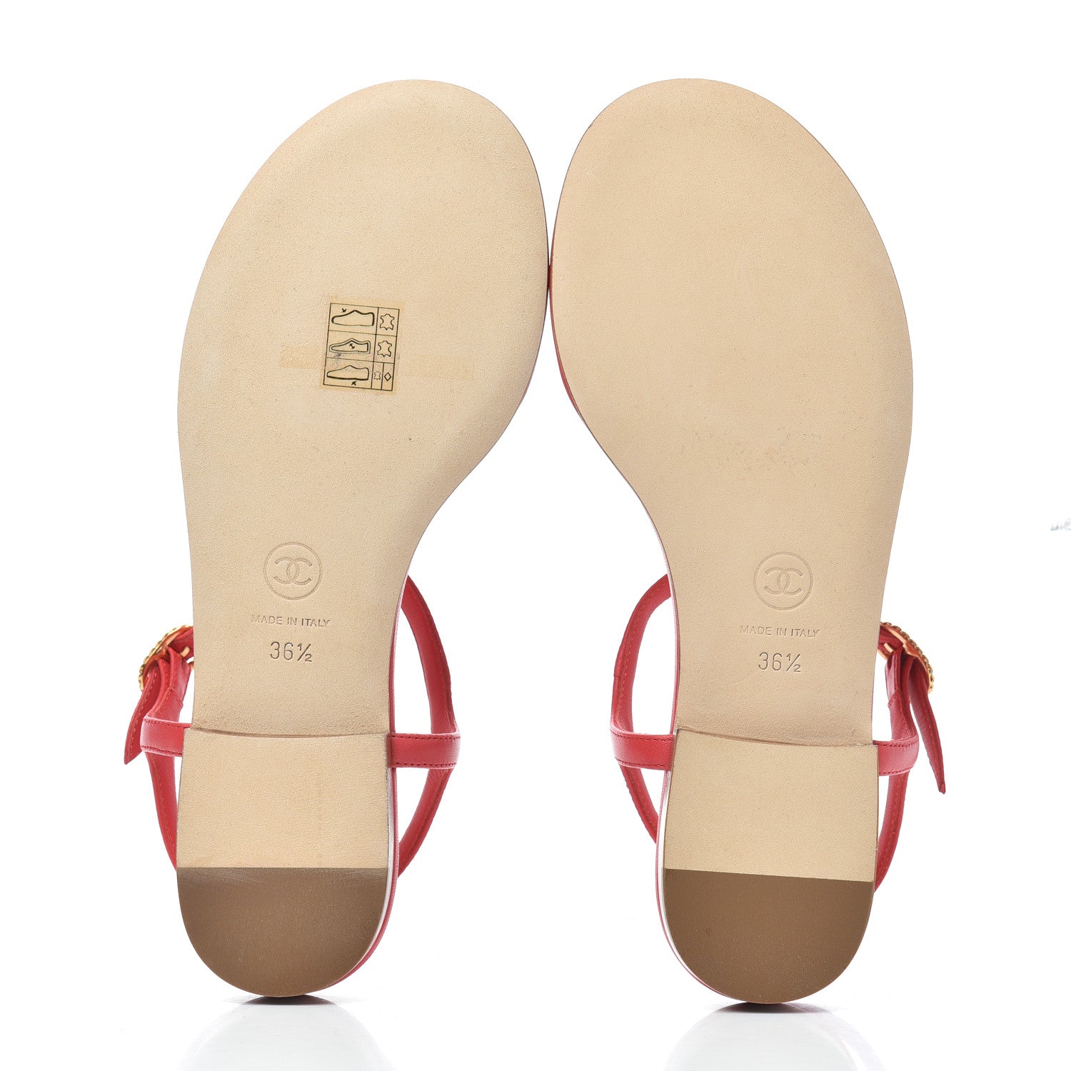 Chanel Lambskin Chain CC Logo Thong Sandals 36.5 Red 5 of 8