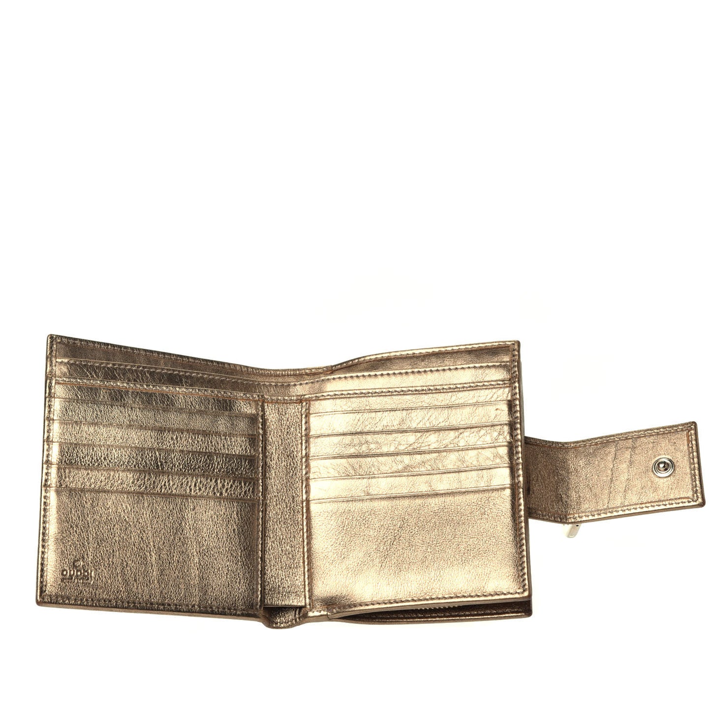 Metallic Monogram Abbey Compact Wallet Gold